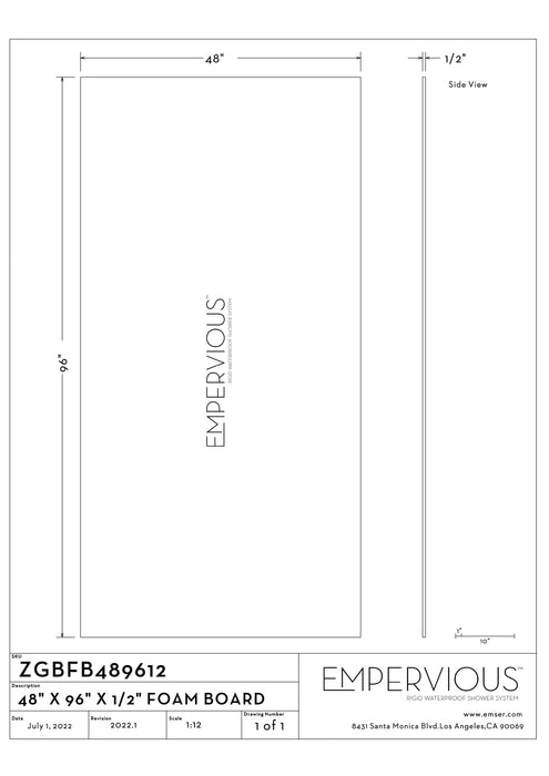 48 x 96 x 1/2 inch White Foam Board 12 pack